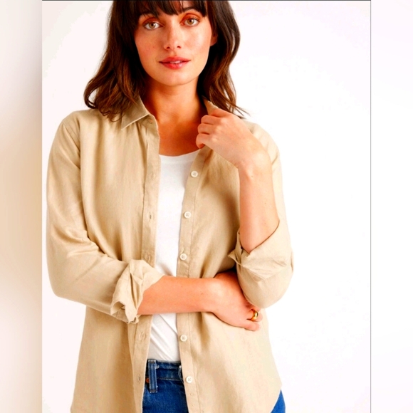 Quince Tops - Quince 100% Linen Long Sleeve Button Down Shirt Size Large